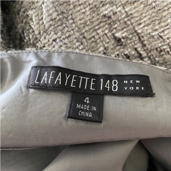 Lafayette 148 Silver Jacquard Brocade Wool Alpaca Blend Pencil Skirt Size 4 - Picture 2 of 11